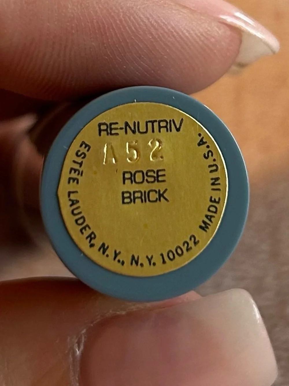 Estée Lauder “re-nutriv rose brick” lipstick light blue with gold tube NWOB rare